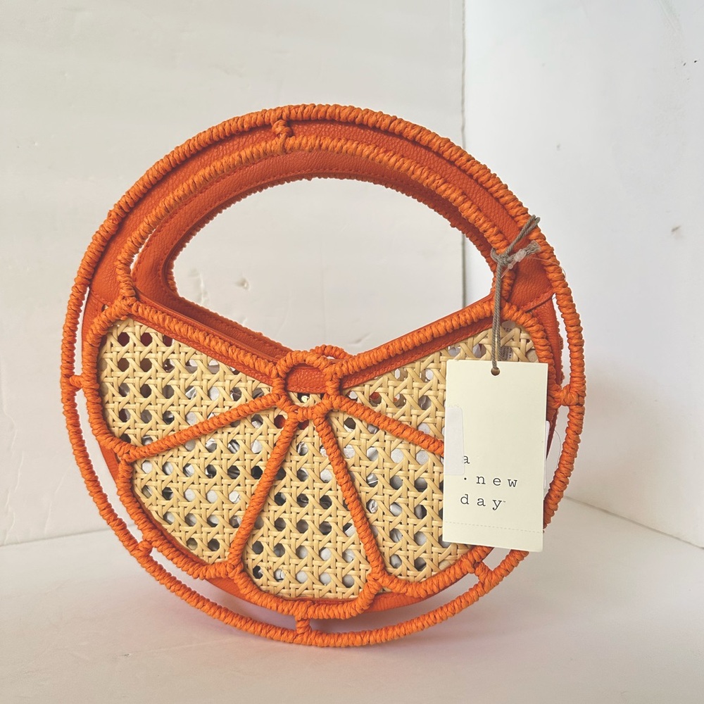 Target A New Day Straw Caning Orange Fruit Slice Clutch Bag